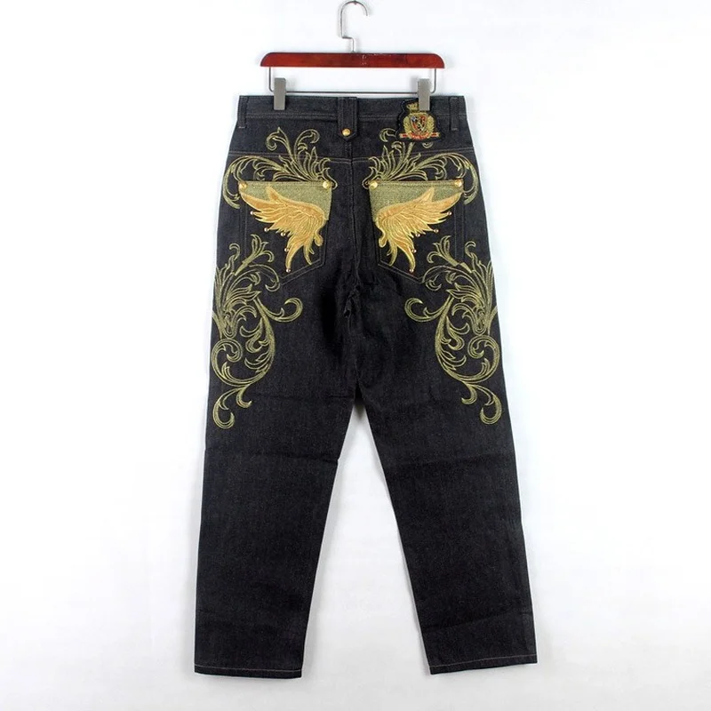 HIP HOP Jeans Men Trend Embroidery Casual Loose Skateboard Pants Wide Leg Jeans Streetwear Men Denim Baggy Jeans