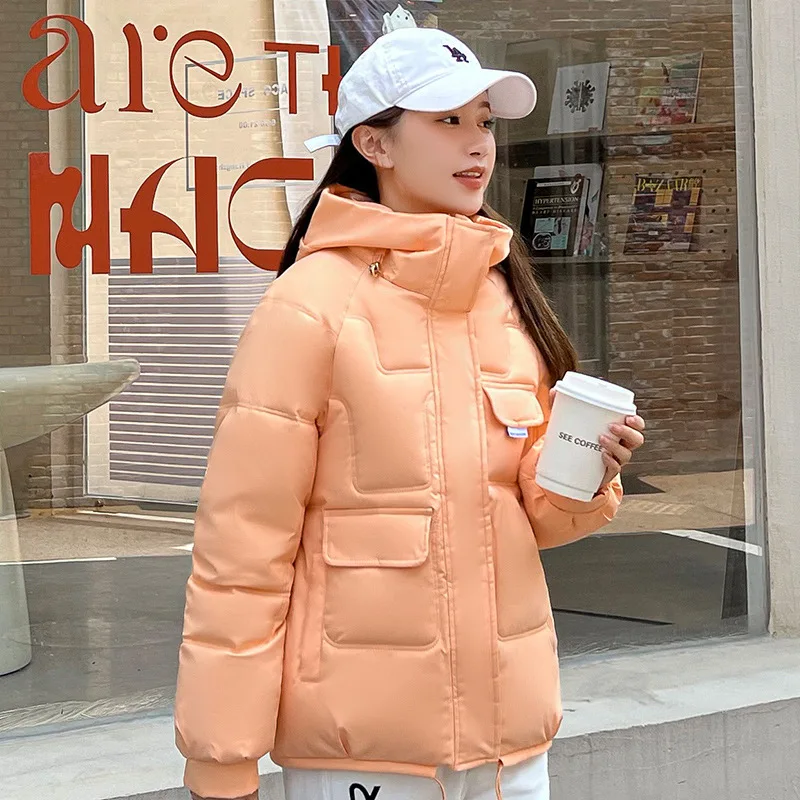 Winter Jacket Women Parkas Pocket Loose Thicken Warm Hooded Coat Jackets Female Korean Bread Parka Down Cotton Coats