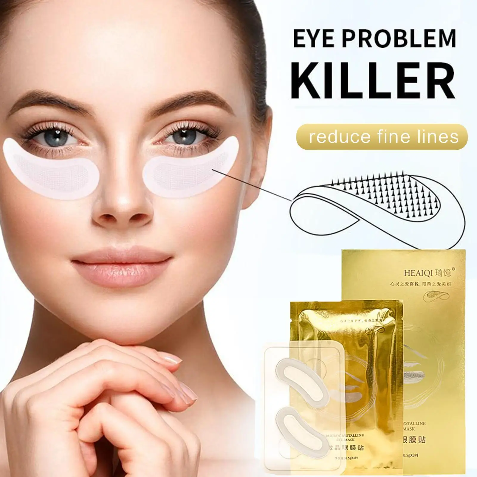

3 PAIR Hyaluronic Acid Micro-needle Eye Patches For Anti Wrinkle Aging Dark Circles Moisturizing Under Eye Gel Pads Skin Ca N9Q4