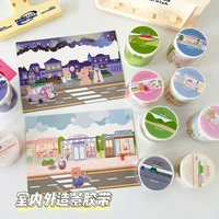 ins wind outdoor indoor hand account material cute beautification tape special shaped die cut street hill diy collage material s