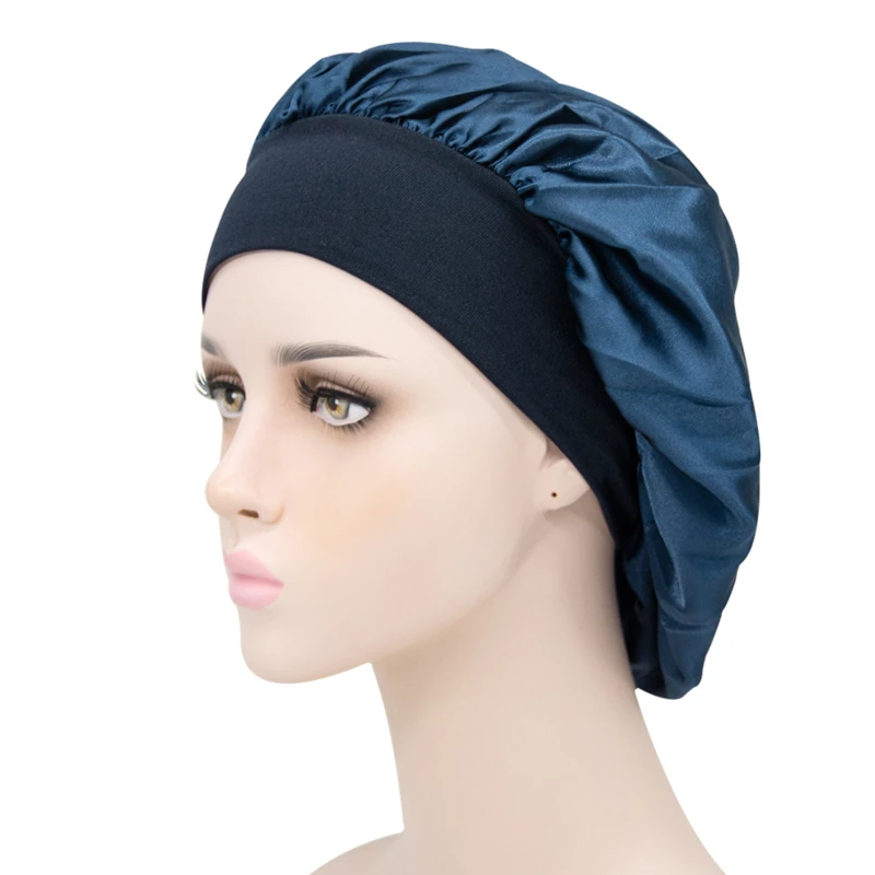 Caps Wide-brim Elastic Night Unisex Supplies Fashion Hair Care Beauty Shower Cap Satin Chemotherapy Cap