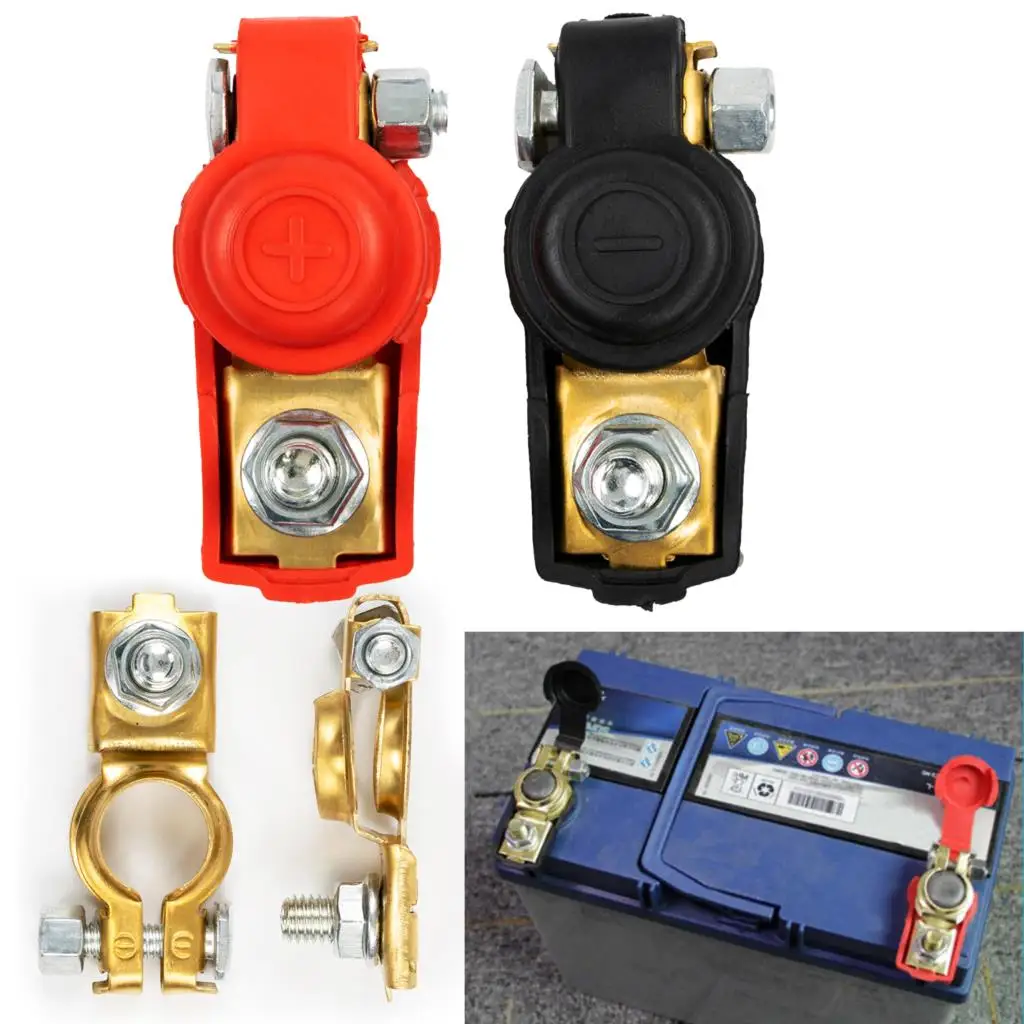

1 Pair Auto Car Battery Terminal Connector Battery Quick Release Battery Terminals Clamps Cap Clips Copper For Car Truck Caravan