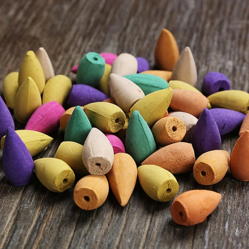 10Pcs Mixed Backflow Incense Cones Flavor Natural Fragrant Reflux Tower Tea Room |