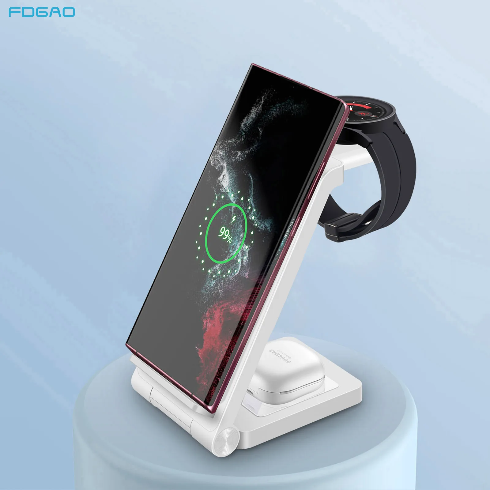 

Беспроводное зарядное устройство, подставка для Samsung Galaxy Watch 5 4 3 Active 2/1 3 в 1, док-станция для быстрой зарядки для Samsung S22 S21, зарядное устройство