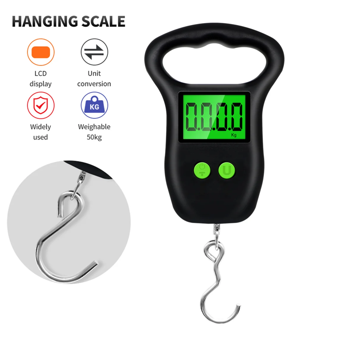 

50kg x 10g Digital Luggage Scale Hanging Scale Weight Balance suitcase Travel Hook scale Mini Fishing Weighting Tool BackLight