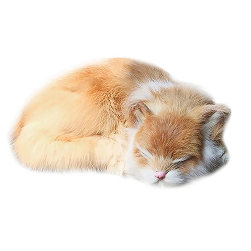 

1 PCS Plush Simulation Cat Toy Sleeping Animal Photography Props Children's Office Yellow