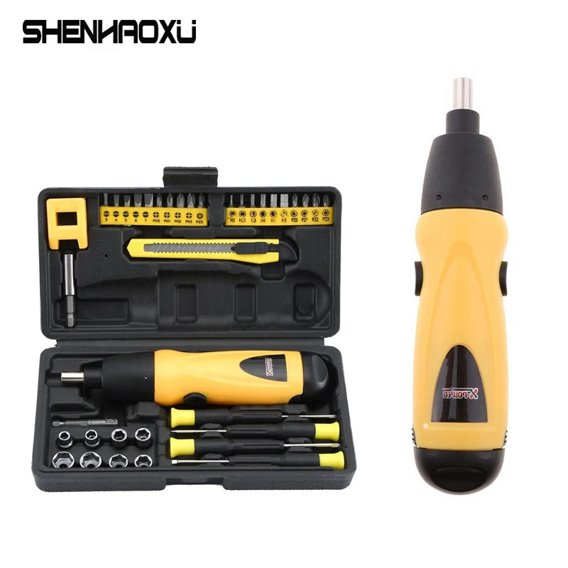 

6V Cordless Electric Screwdriver Set Battery Operated Cordless Drill Tool Set Bidirectional Switch Tool Set With 36pcs Screws