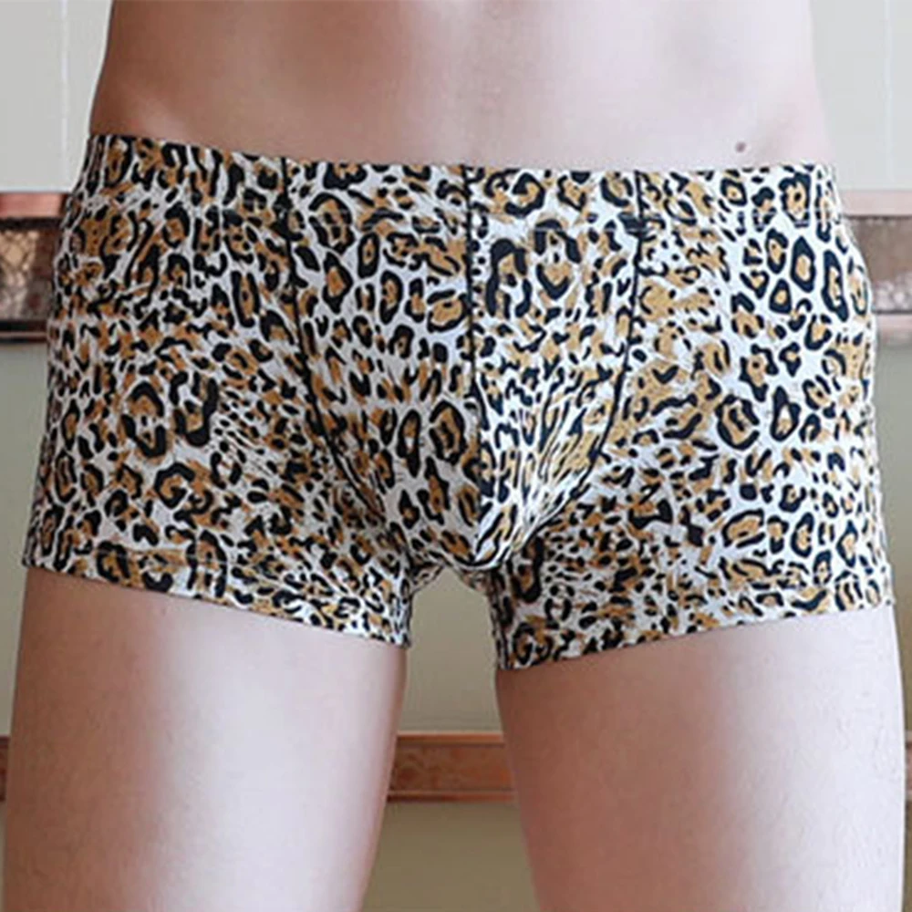 

Men's Panties Leopard Flowers Breathable Underwear Boxers Homme Men's Swim Shorts Convex Pouch Underpants Trunk Ice Silk Panties