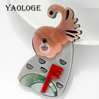 yaologe hot selling brooch women acrylic material lovely cartoon bird shape woman pins brooches cute girls jewelry on clothes