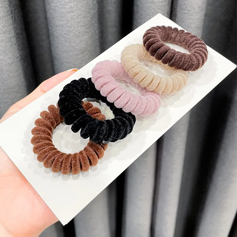 Женские винтажные однотонные флокирующие резинки для телефона эластичные волос