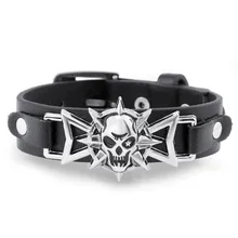 Stylish Skeleton Skull Star Eye Punk Gothic Rock Leather Belt Buckle Bracelets For Women Men Delicate Bracelet Accessories DS302