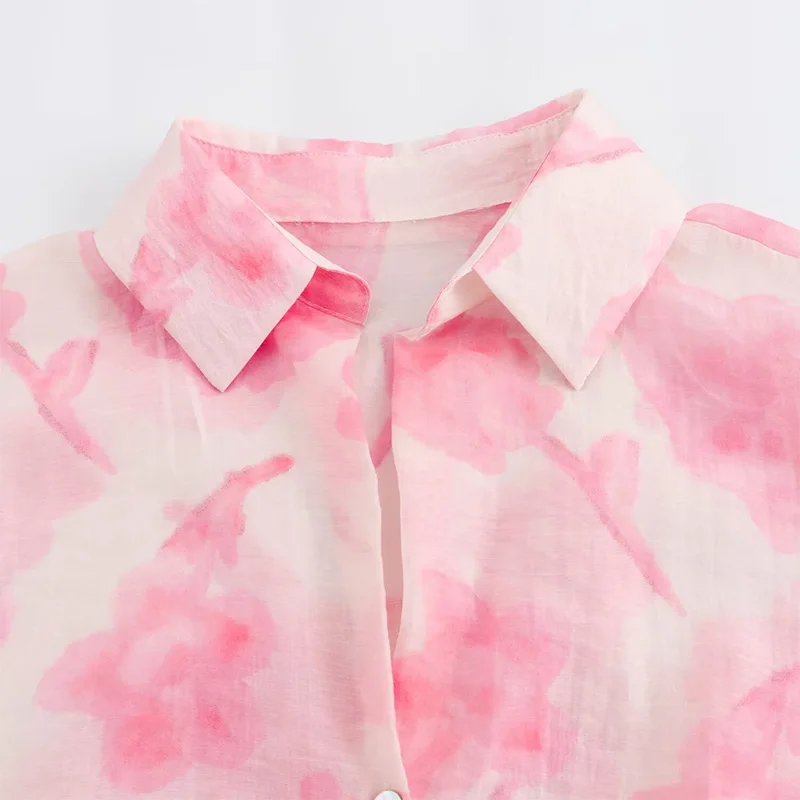 Женская однобортная блузка SIYANG с принтом винтажная лацканами и длинными