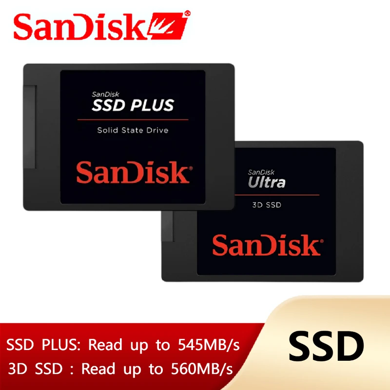 Внутренний твердотельный жесткий диск Sandisk SSD PLUS 3D 240 ГБ 250 SATA 3 480 500 - Цена: 16175.41