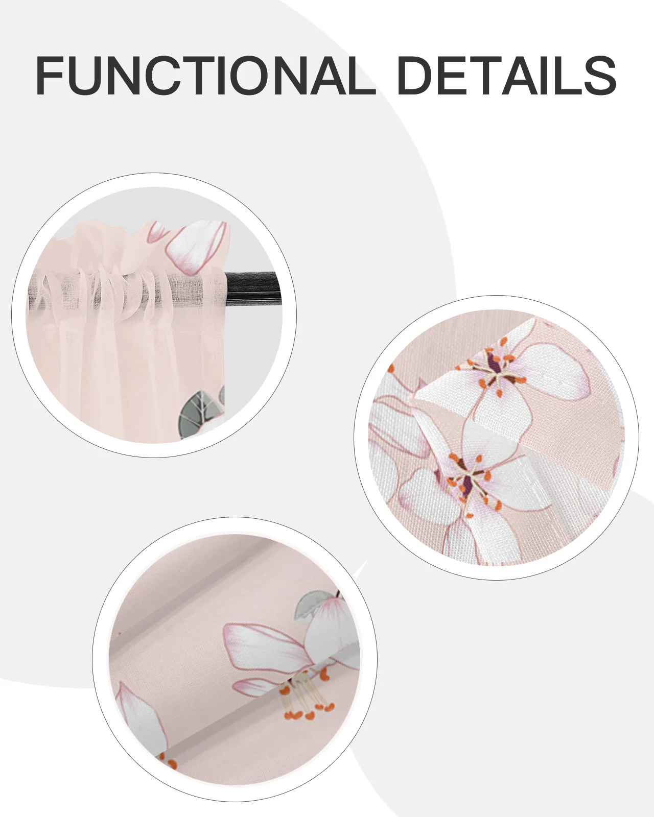 Весенние прозрачные шторы с розовыми цветами персика Короткие Занавески для