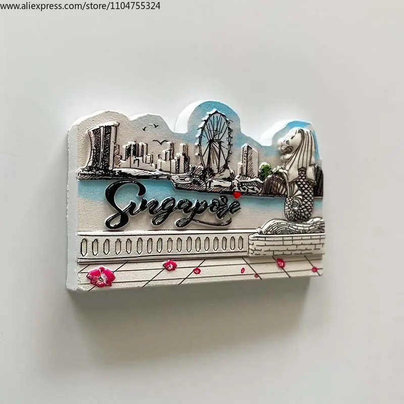 Фото Merlion Park Mobile Сингапурский магнит на холодильник, украшения для дома, трехмерные сувениры для путешествий по миру №3