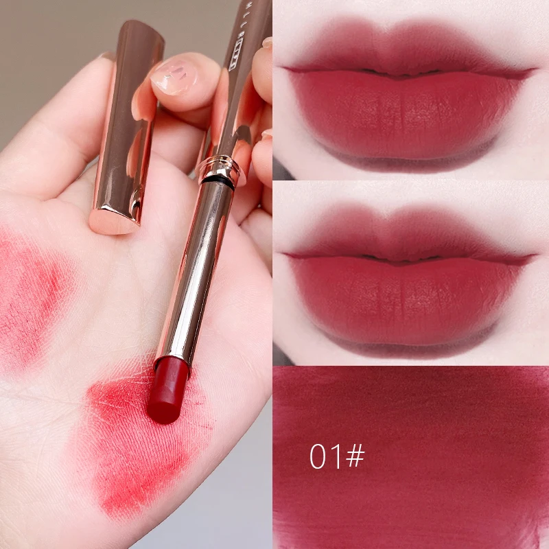 

HLLR Slim Tube Matte Lipstick Pen Long Lasting Waterproof Sexy Red Brown Liquid Velvet Lip Gloss Korean Cosmetics Makeup