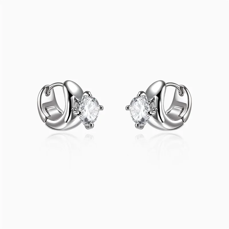 

Zircon Ring Gem Shape Circle Ear Studs Niche Design Fashion Pioneer Simple Women's All-Match Jewelry Accessories Gift