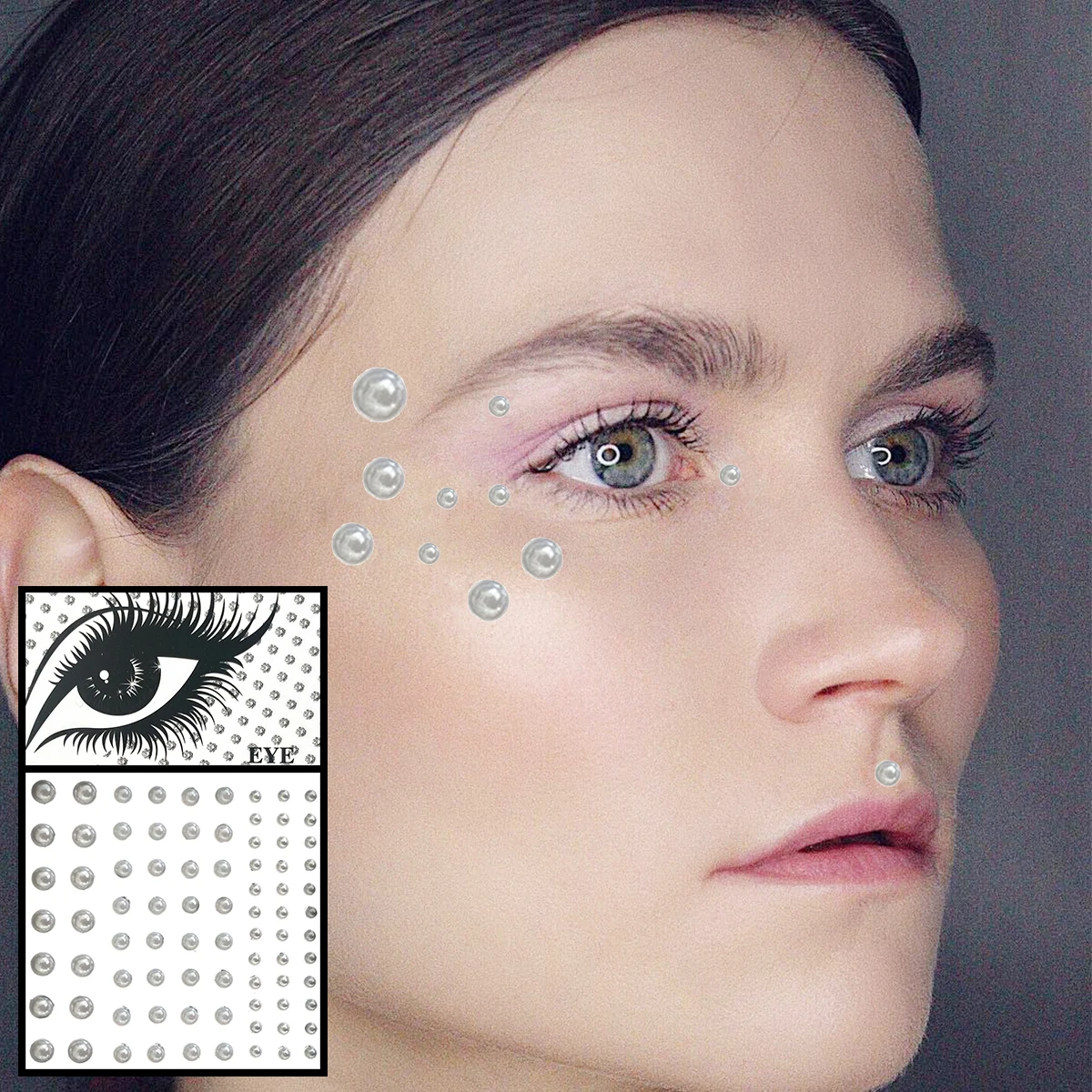 

Украшения для лица, Временные татуировки, глаза, брови, жемчуг, бриллианты, бриллианты, блестящие украшения на лоб, боди-арт, украшения для вечерние ринки и макияжа