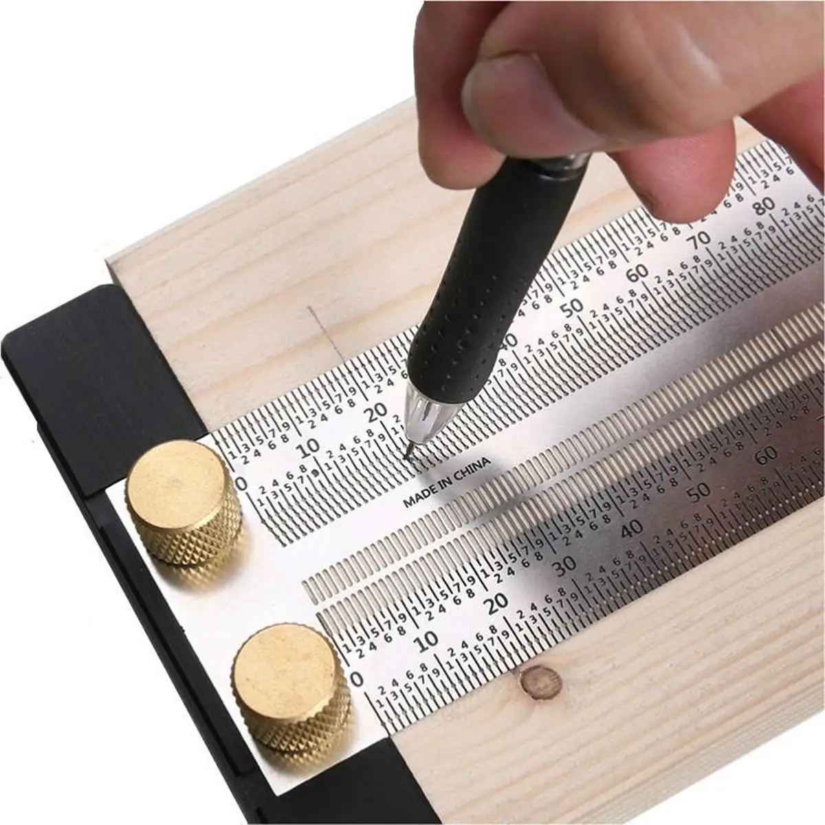 

High-Precision Scale Ruler T-Type Hole Ruler Stainless Woodworking Scribing Mark Line Gauge Carpenter Measuring Tool