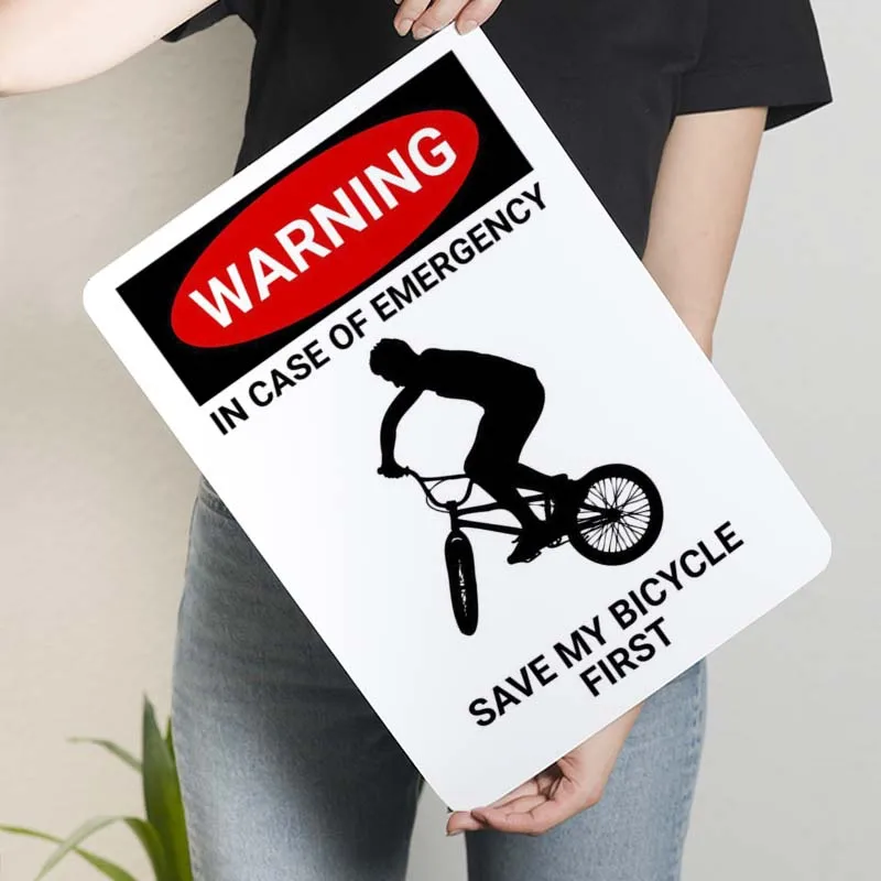 Металлическая табличка &quotWARNING EMERGENCY BICYCLE&quot