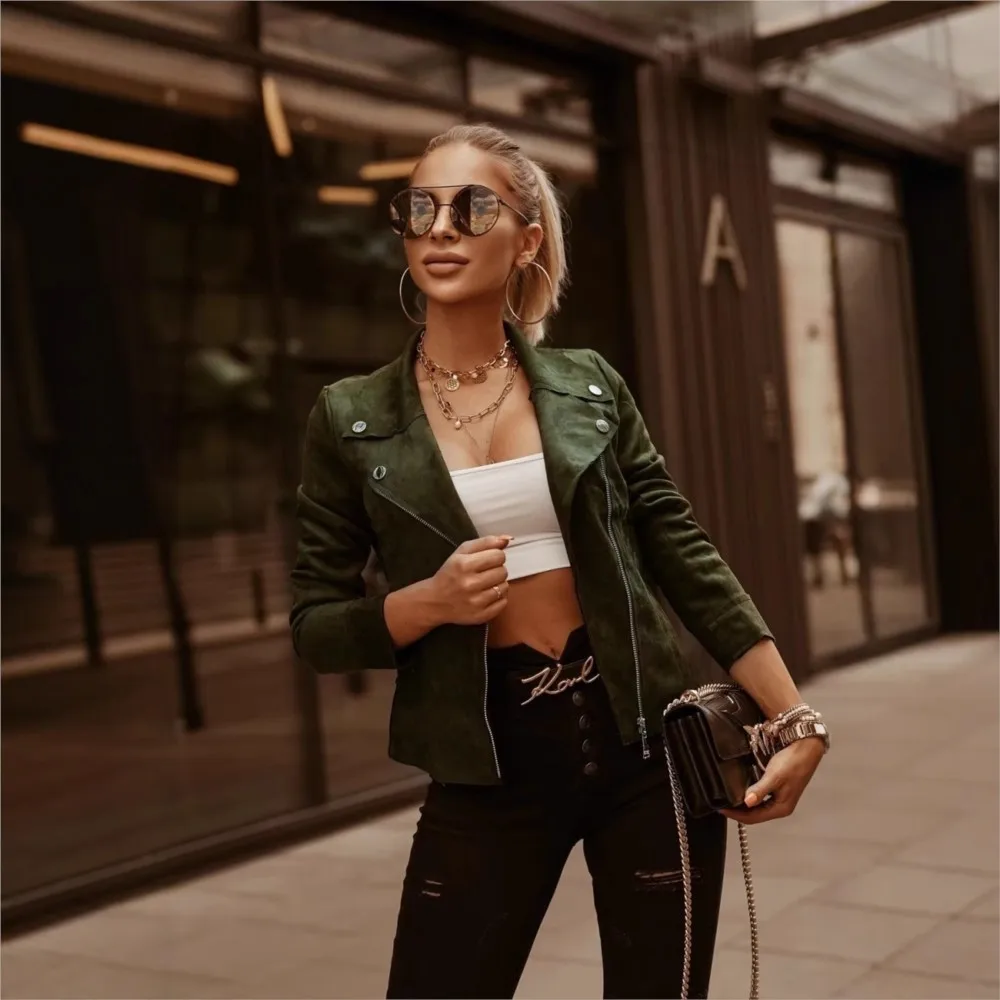 Элегантная темпераментная однотонная куртка для женщин осень-зима 2024 тонкая