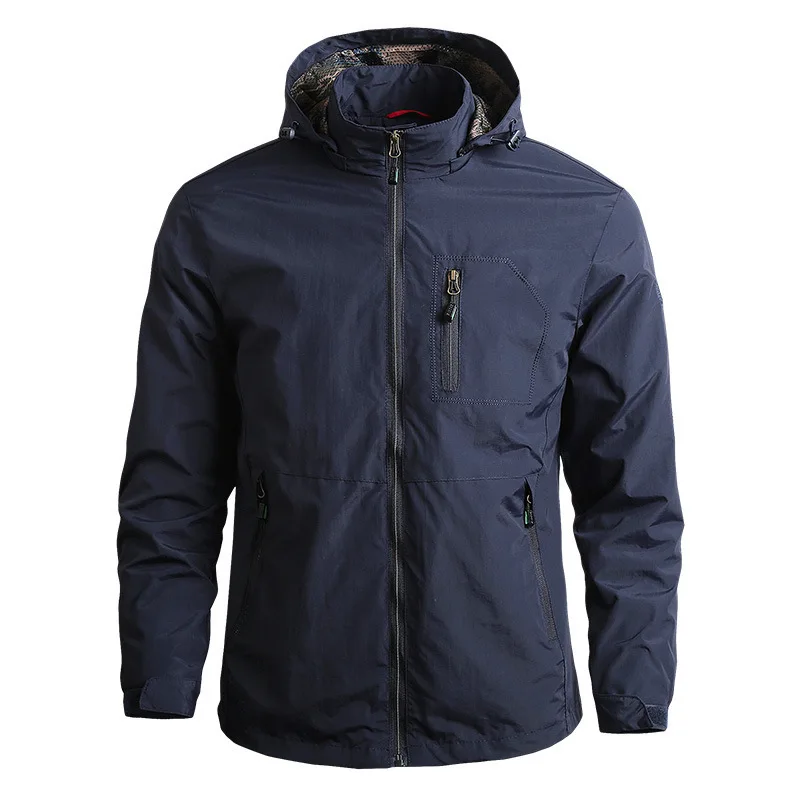 

2023 new Mountaineering Hooded Submachine Jacket Windproof Men's Casual Coat Outdoor Large Jacket Men's Windbreaker Jackets