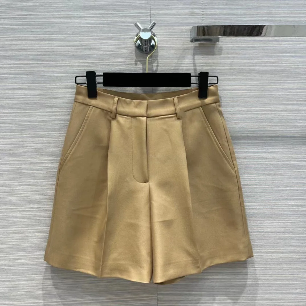 Fyion High Quality Women's Shorts Solid Casual Shorts Pleated Vacation Shorts Fashion Runway Spring Summer 2022 New