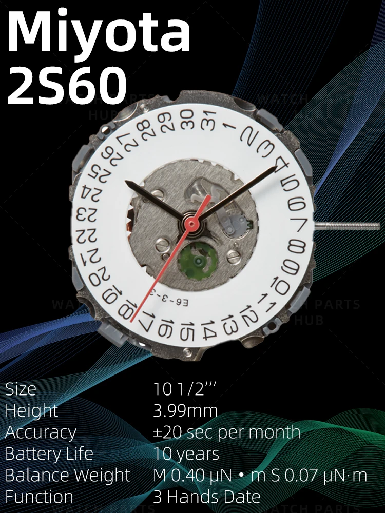 

Часы наручные Miyota 2S60, оригинальный кварцевый механизм Citizen, автоматический механизм, 3 стрелки, дата, 3/6, запчасти для часов