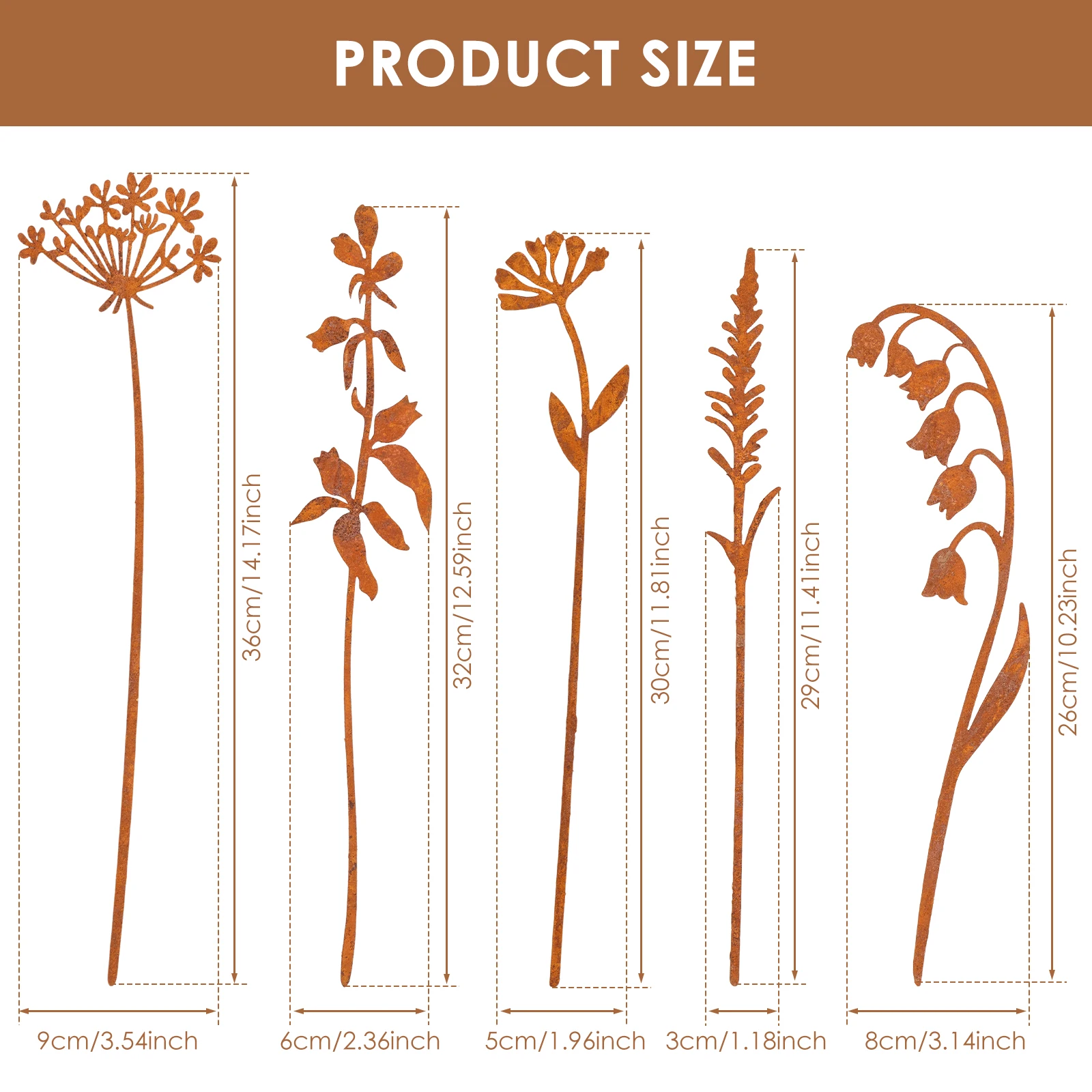 

Декоративные металлические опоры для растений, набор из 5 штук