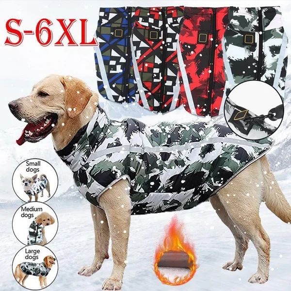 Dog Winter Coat Cotton Clothing Dog Snow Clothing Dog Reflective Waterproof Warm Jacket Vest Clothing for Small/Medium/Large Dog