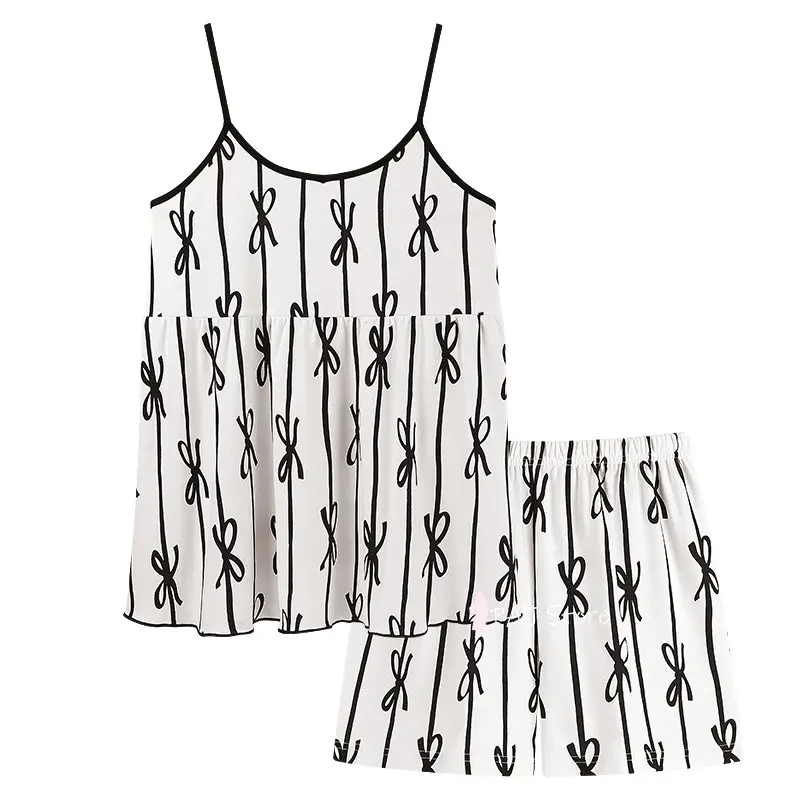 Women Korean Style Pajama Set Summer Loungewear Sleepwear Sets Lapel Pyjama Kawaii Pijama set Home Suit M-4XL