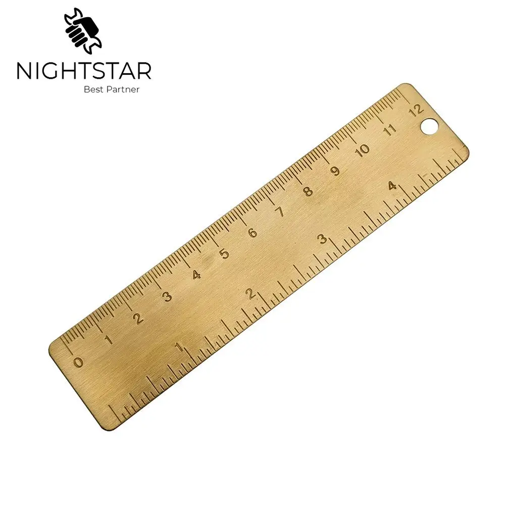 

12cm Brass Ruler Metal Copper Bookmark Straight Ruler for Traveler Notebook School Office Tool In Inch/cm Vintage