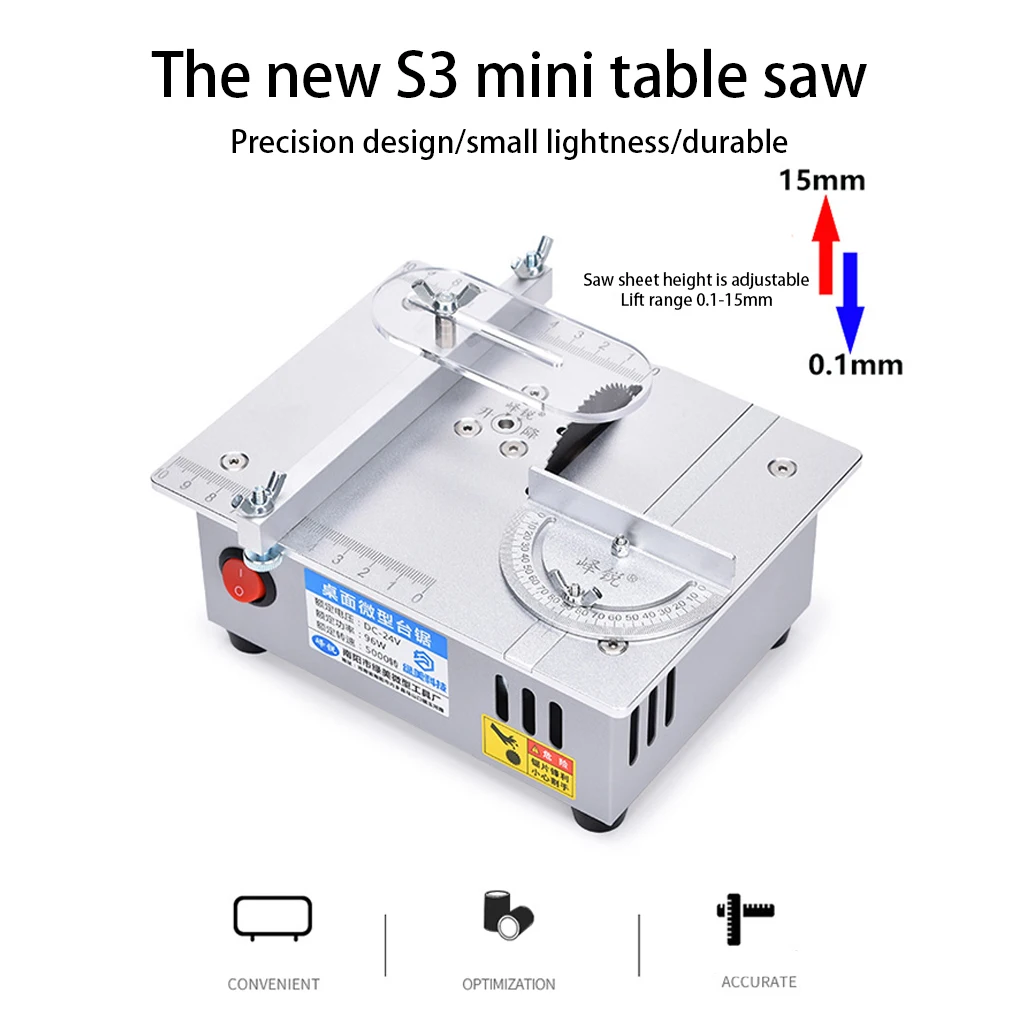 Mini Table Saw 96W Electric Saws Household Slicing Tool Multifunctional Woodworking Bench Lathe Slicer US Plug end
