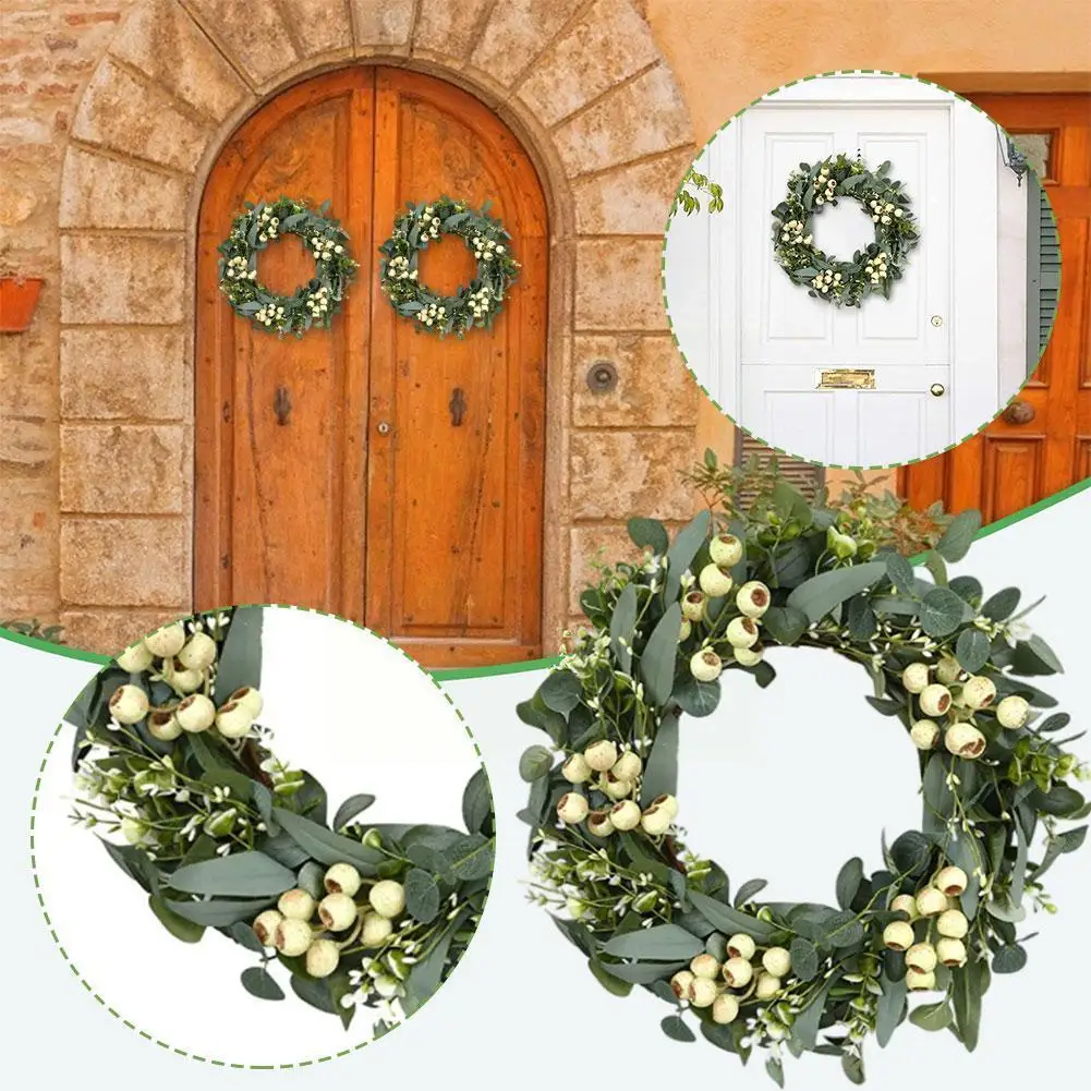 

Wreath Decor Door Hanging Garland Ornament Simulation Wreath Artificial Home Decoration Plant Leaf Party Christmas J1s3