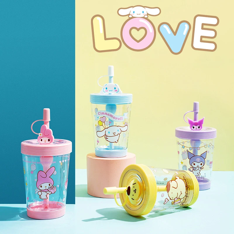 

535Ml Water Cup Kawaii Sanrio Kuromi Cinnamoroll My Melody High Capacity Summer Pp Straw Portable Student Girl Birthday Gift