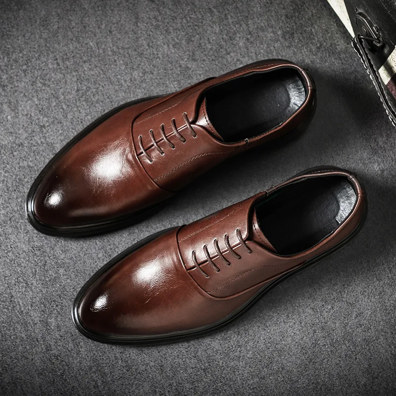 Genuine Leather Oxford Shoes For Men Italian 2020 Dress Shoe