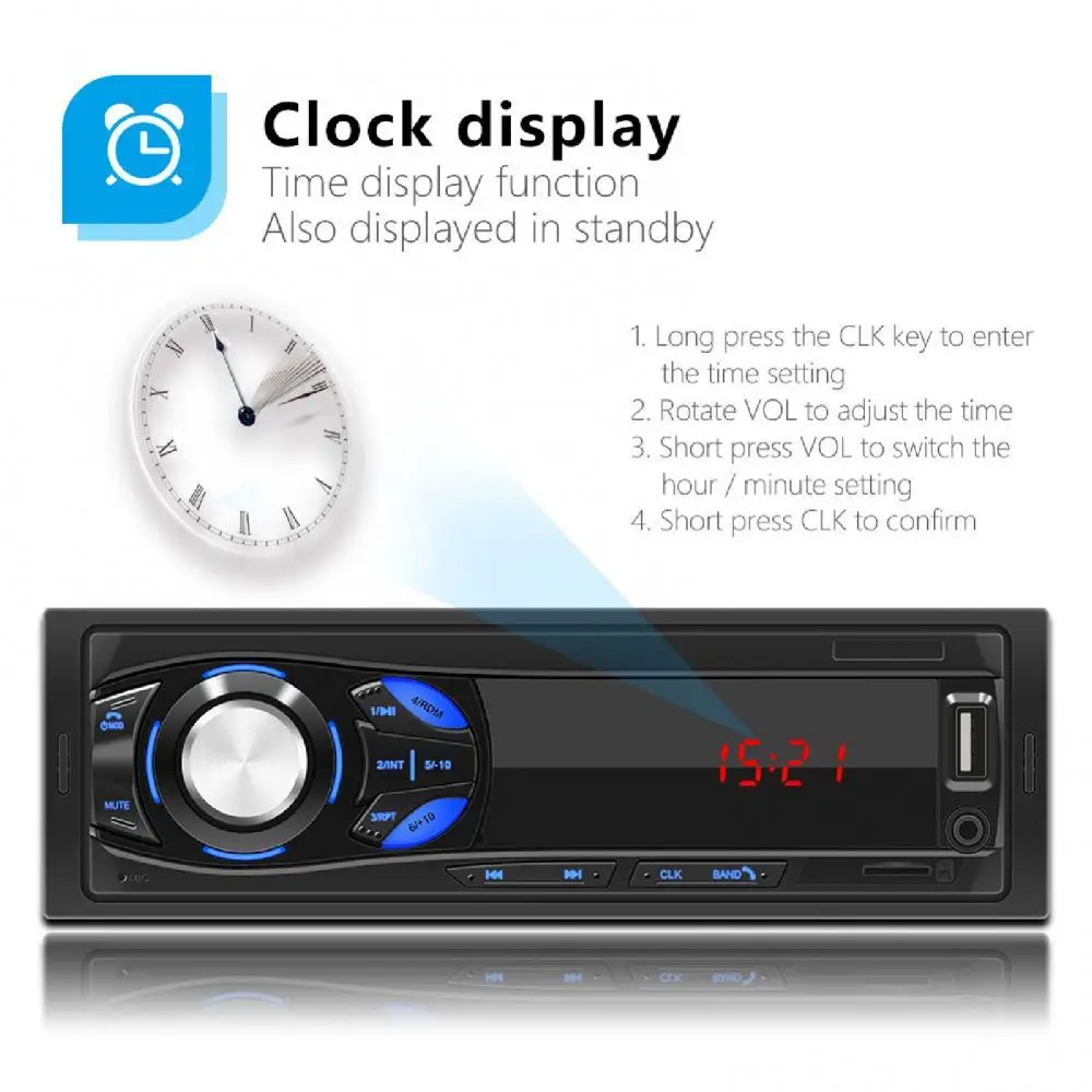 

1044 In-dash Multifunctional MP3 Multi-media Player Handsfree Bluetooth-compatible LED Screen MP3 TF U Disk FM Car Radio Player