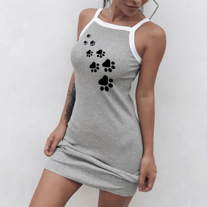 Платье с надписью лапа платье на бретельках пляжная одежда женские платья