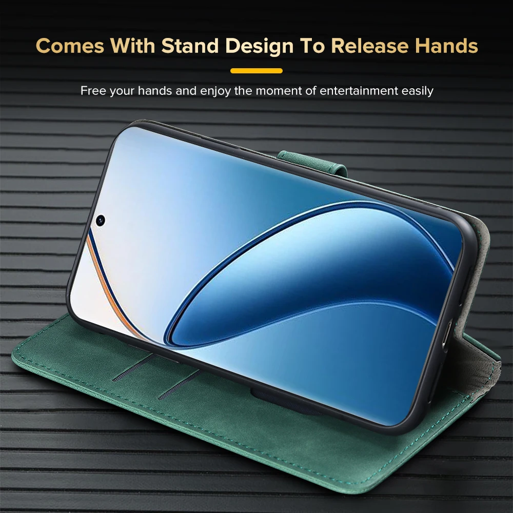 Кожаный флип-чехол для Realme 12 Pro + чехол противоударный мягкий ТПУ Жесткий Чехол