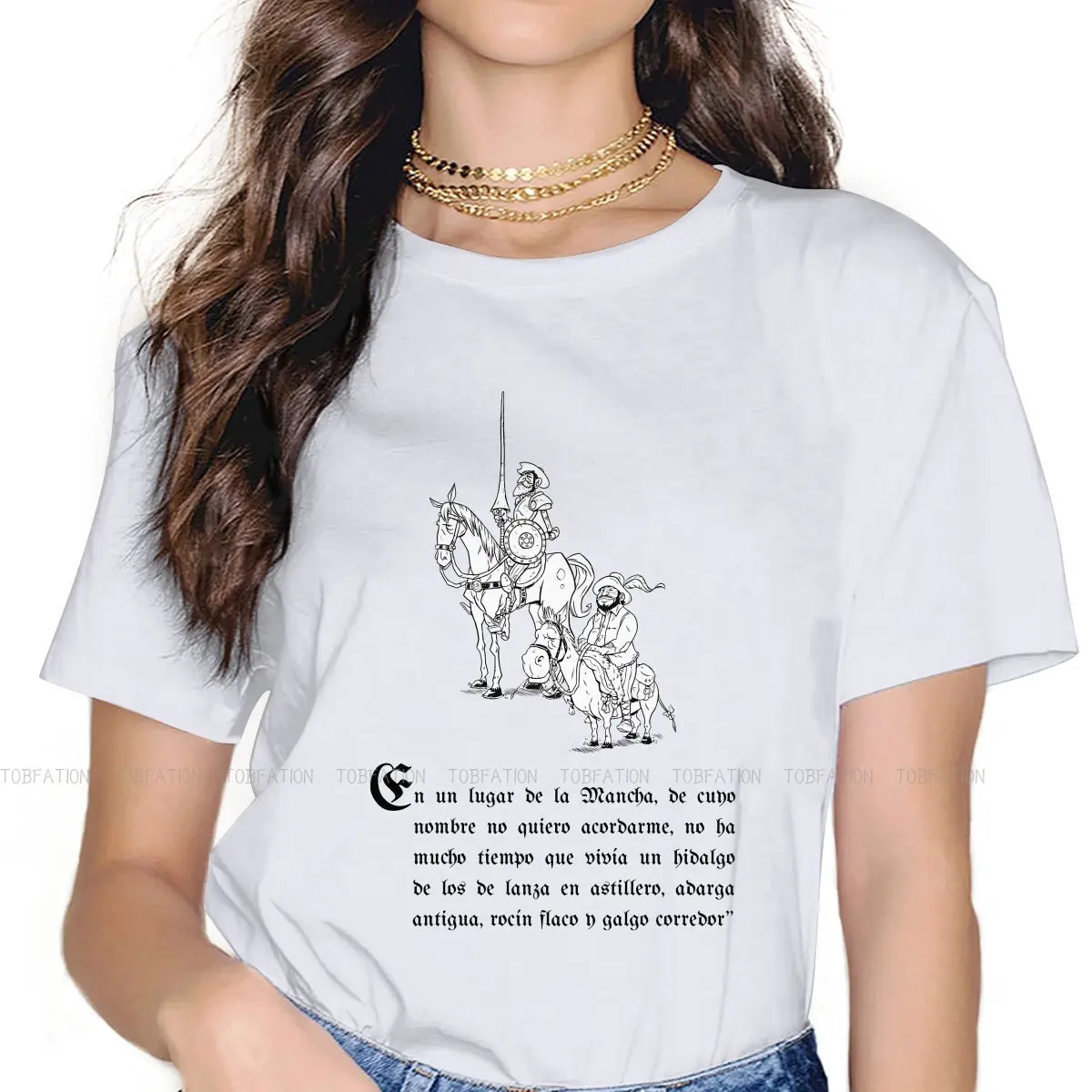 

Don Quijote De La Mancha 5XL TShirts Cool Print Girl T Shirt New Trend Tops