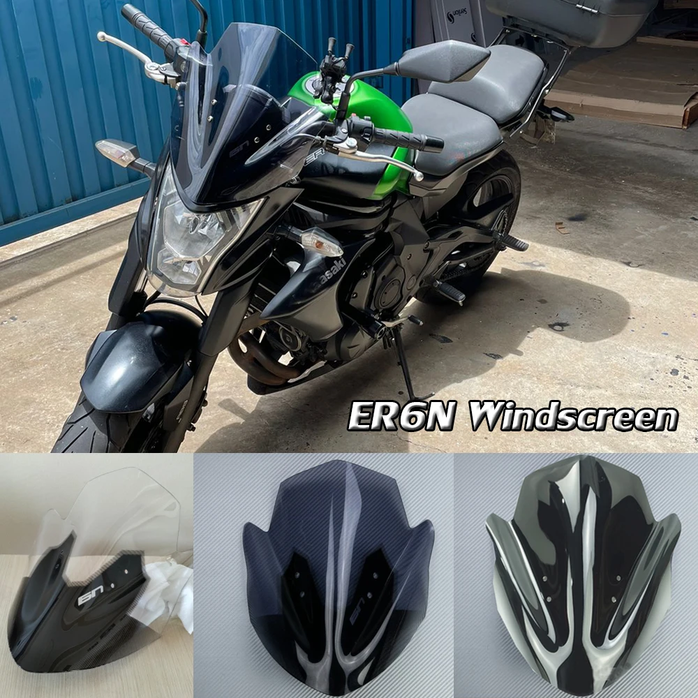 Motorcycle Windshield Windscreen Wind Deflectors Screen For Kawasaki ER6N ER-6N 2012 2013 2014 2015 2016 ER 6N Accessories Smoke