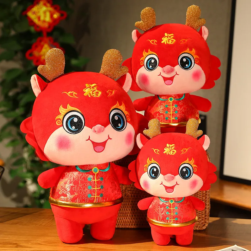 

2024 костюм дракона Тан в китайском стиле, мягкая кукла дракона, коллекция талисманов, подарок на Рождество и новый год