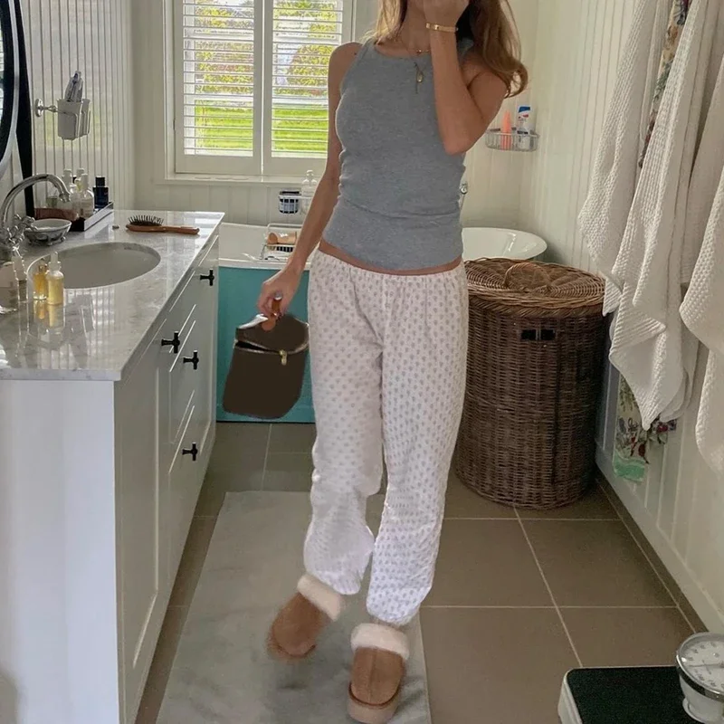 Женские брюки для отдыха с карманами пижамные штаны в стиле ретро удобные