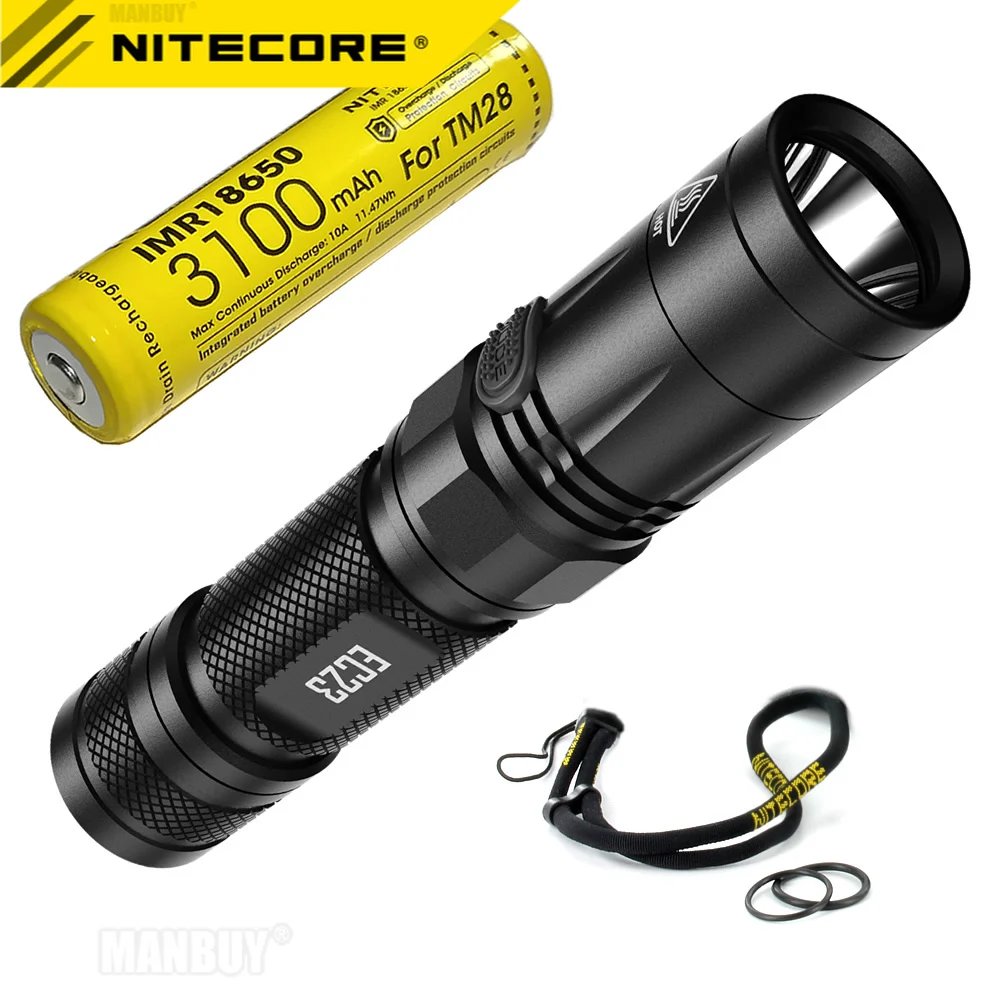 

Светодиодный фонарик NITECORE EC23 1800, 18650 люмен, перезаряжаемый аккумулятор, водонепроницаемый, для улицы, кемпинга, портативный фонарик, бесплат...