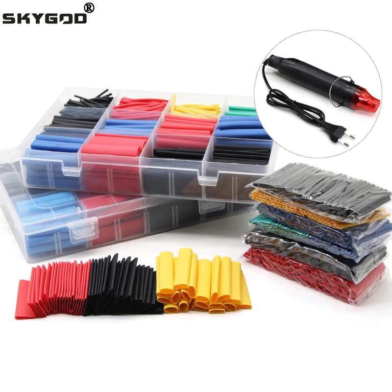 

127/328/750pcs Heat Shrink Tubing Wrapping kit 2:1 Shrinkable Wire Shrinking Wrap Tubing Wire Connect Cover Protection Sleeving