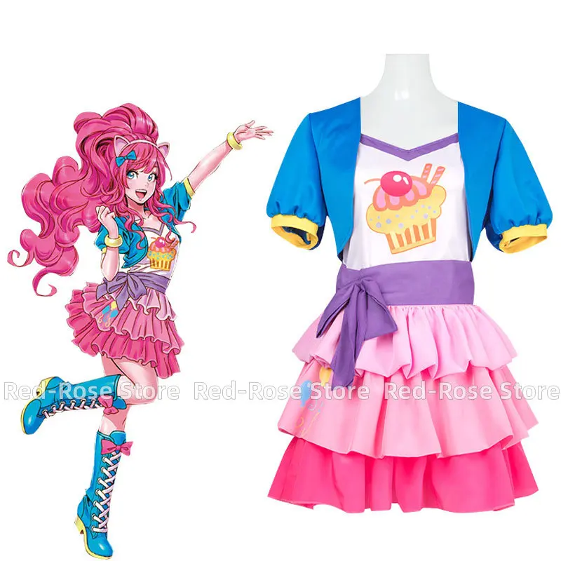 

Аниме Pinkie Pie Copsplay костюм Радужный пони Pinkamena Диана пирог принцессы юбки антропоморфные женские и детские