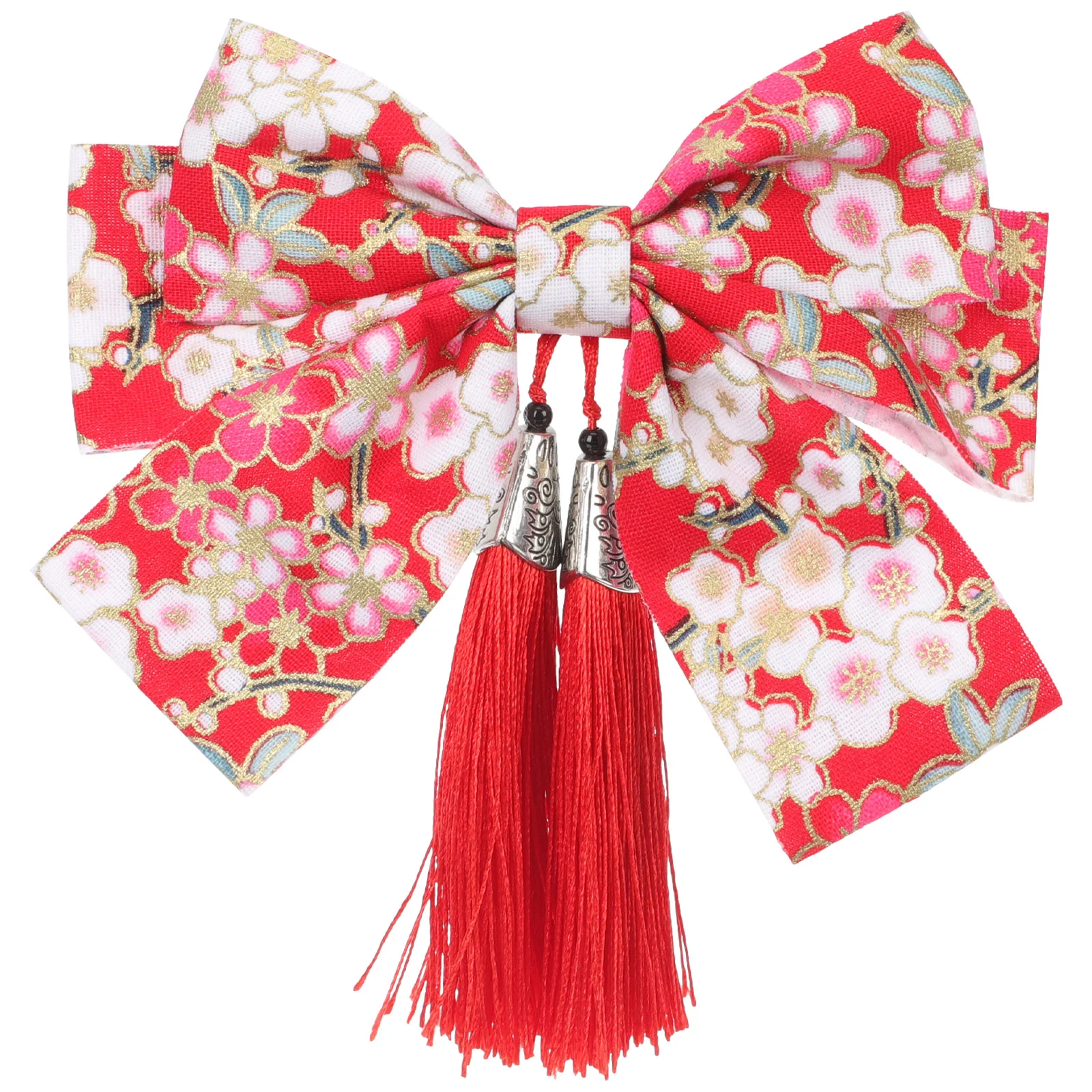 

Bow Hairpin Cherry Blossom Accessories Women Clips Kimono Ornament Oversized Tassel Fabric Girls Bride Japanese