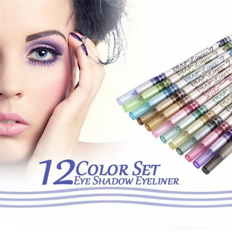 

12PCS/Set Long-lasting Eye Liner Pencil Pigment White Color Waterproof Eyeliner Pen Eye Cosmetics Makeup Tool Eye Shadow Pen