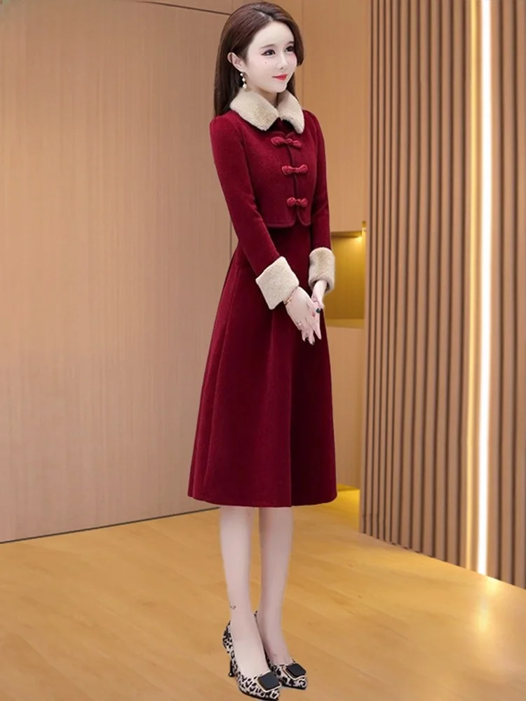 La Chebel свадебное платье для свекрови новинка 2024 зимнее утолщенное мам на флисовой