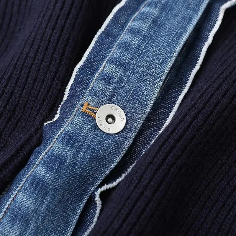 Весенне-осенний новый вязаный женский свитер свободная джинсовая куртка